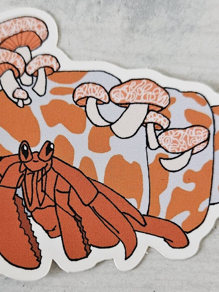 Rynket Fersken Eremitkrebs Vinyl Klistermærke for engroshandel hos Zeppy Stardust Studios