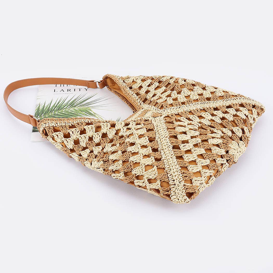 3AM BY H&D ACCESSORIES - Wholesale Beach Bag - Faux Straw Hobo Bag4