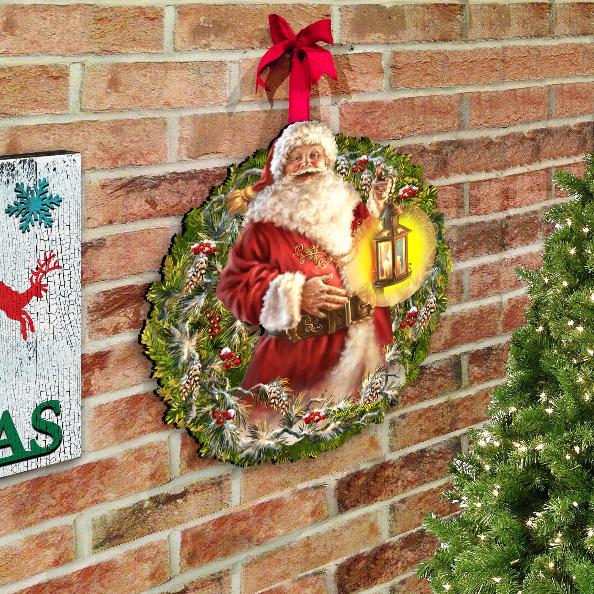 Designocracy - Wholesale Door Hanger - Enchanted Christmas Santa Door Hanger D.Gelsinger3