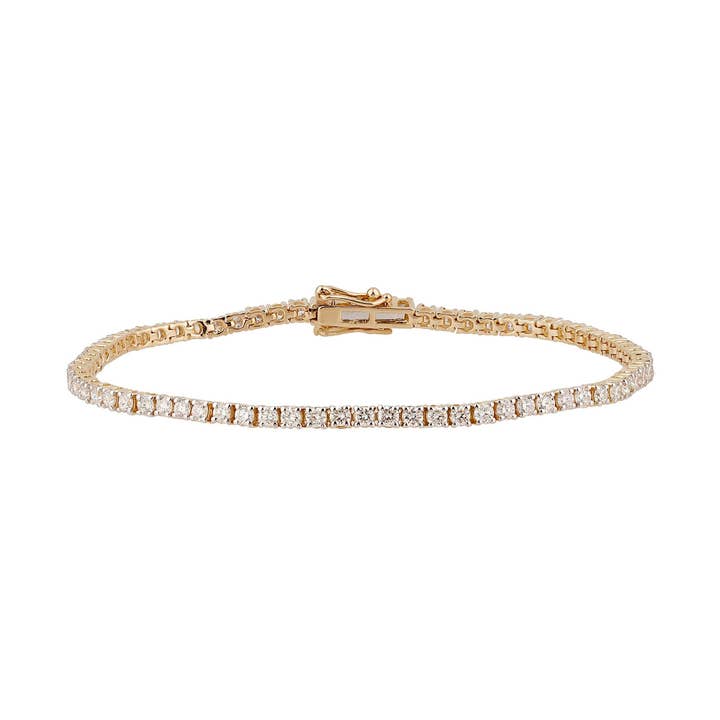 Certifierat 3 CTW Vs Lab-odlad Rund Tennisarmband 14Kt Guld för wholesale av White Rock