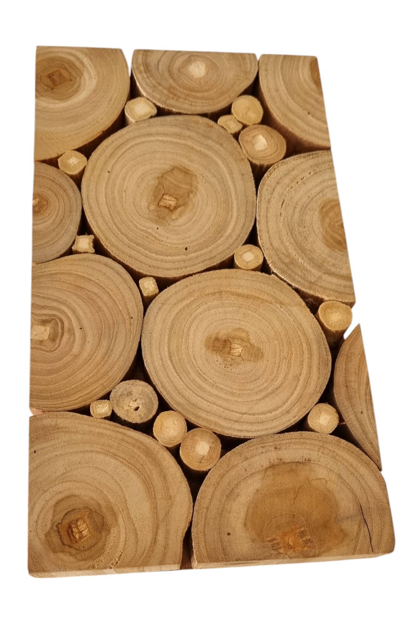 HomeRoots – wholesale Wall Panelling – Natural Tree Stump Slice Teak Reclaimed Wood Decorative Wall Panels0