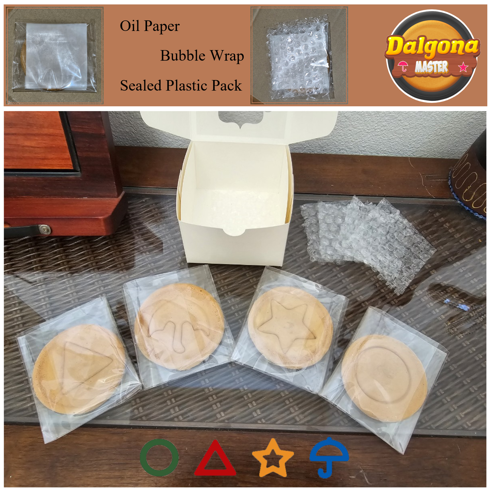 FRKRUS - Wholesale Cookie - Korean Dalgona Squid G Sugar Cookie Challenge Box (4 Symbol)2