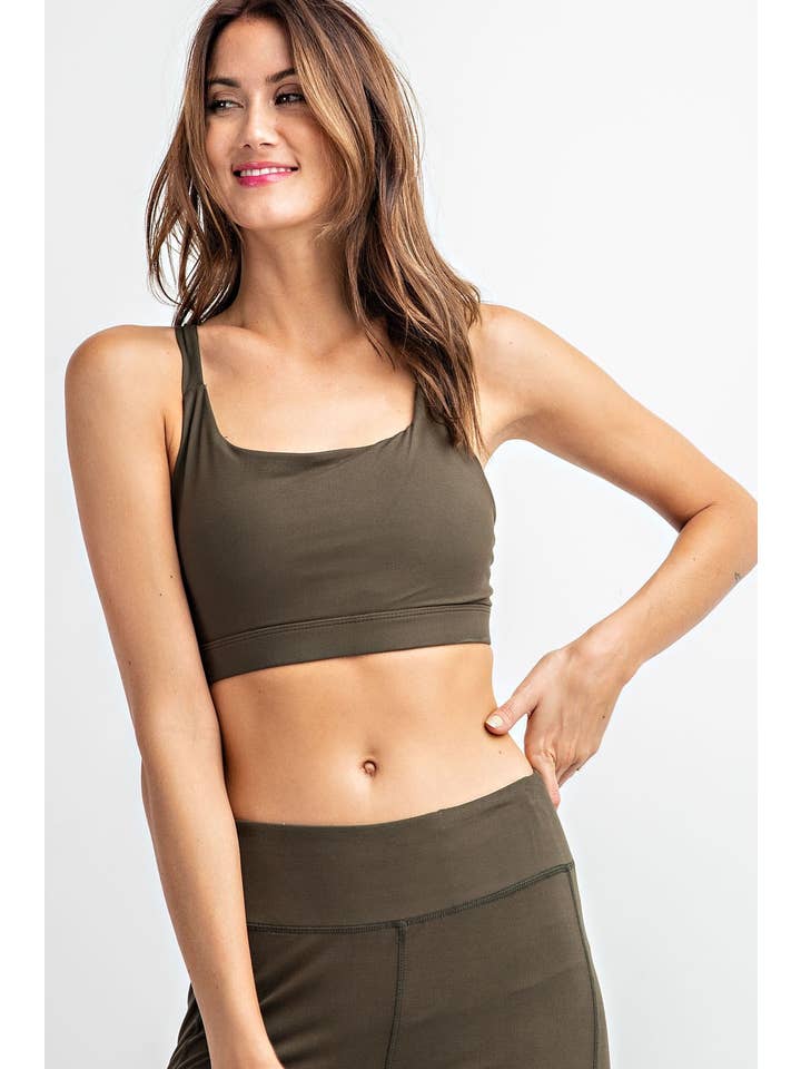 OLIVE T1592PL-SM-Strappy Criss Cross Y-Racerback Sports Bra for wholesale on Faire3