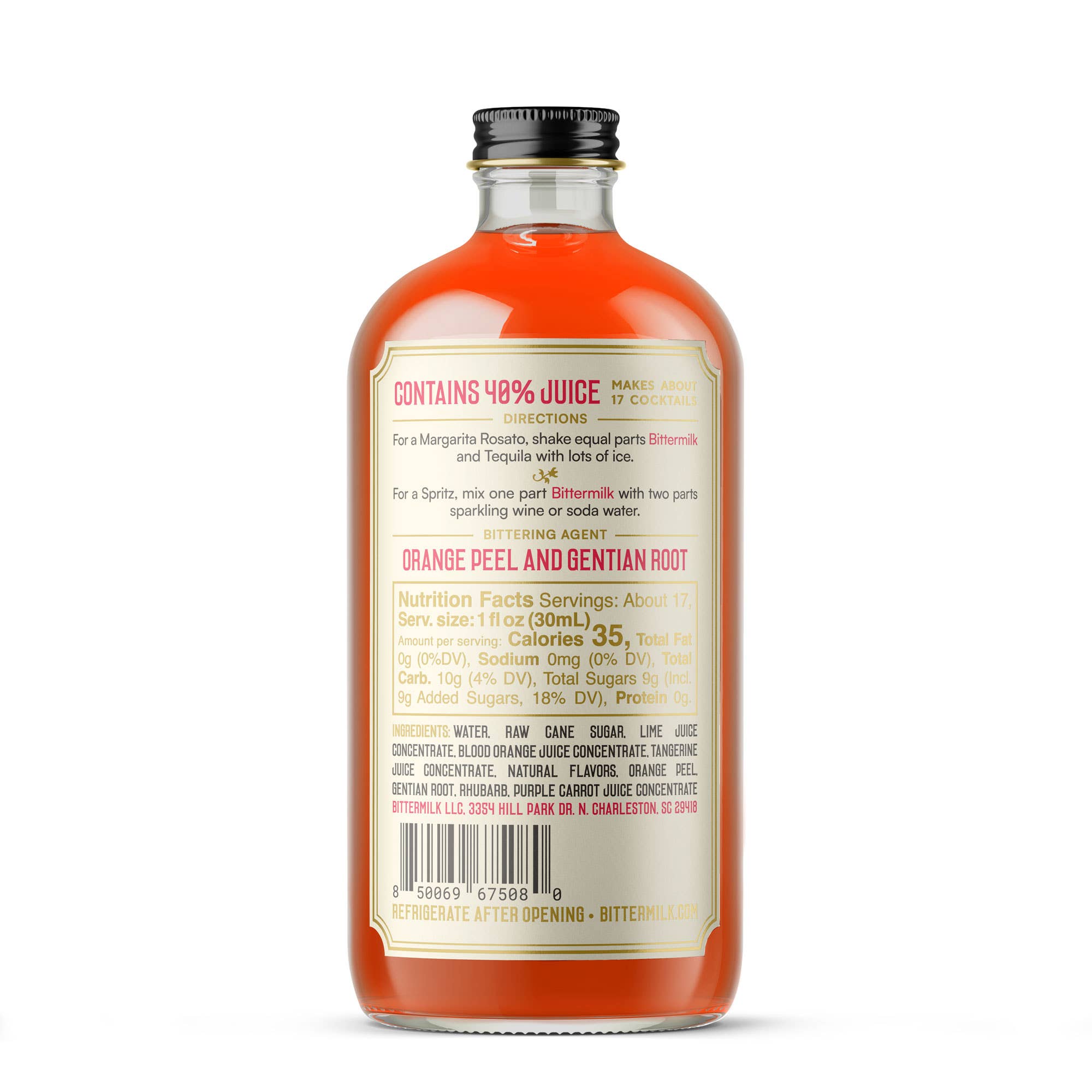 Bittermilk Bottling Co. - Vente Mélange/sirop pour cocktails - Bittermilk No.8 - Margarita Rosato avec Orange Sanguine Italienne2