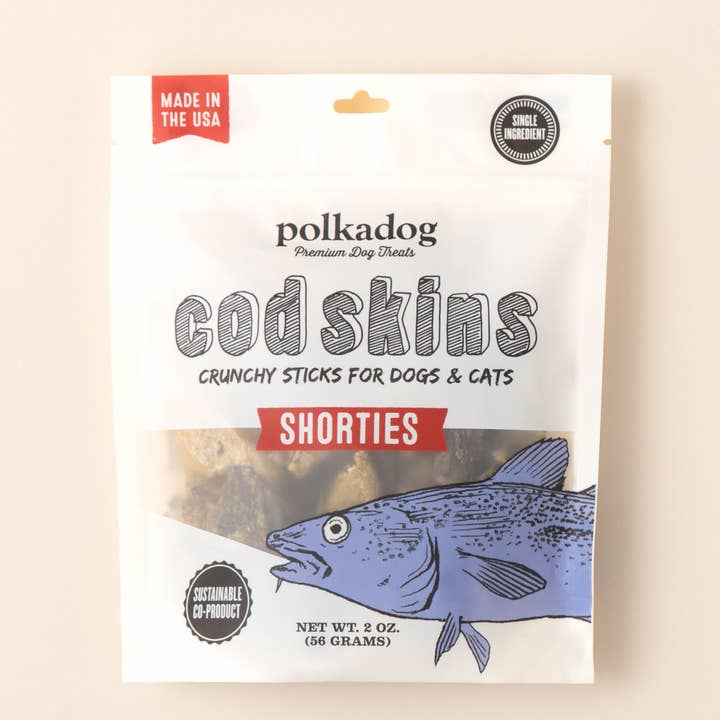 Cod Skin Shorties - 2oz - Dog Treats for wholesale by Polkadog