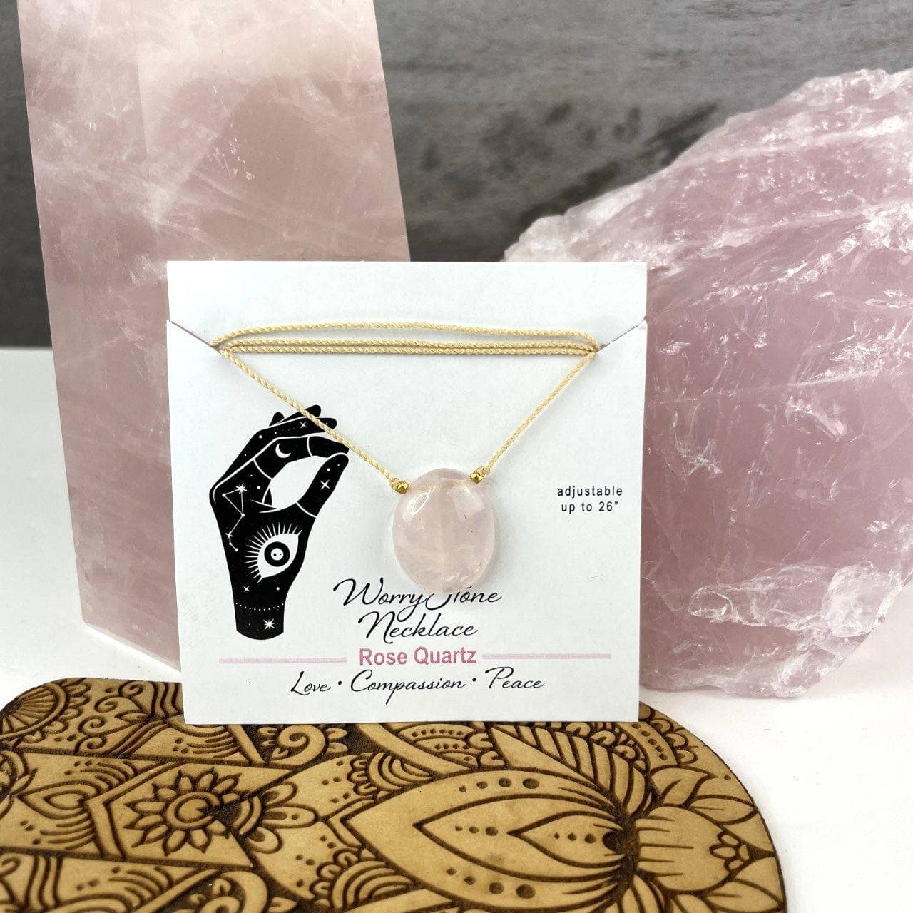 Rock Paradise – Engroshandel Halskæde med vedhæng – Justérbar vedhæng med bekymringssten i krystal på snor6