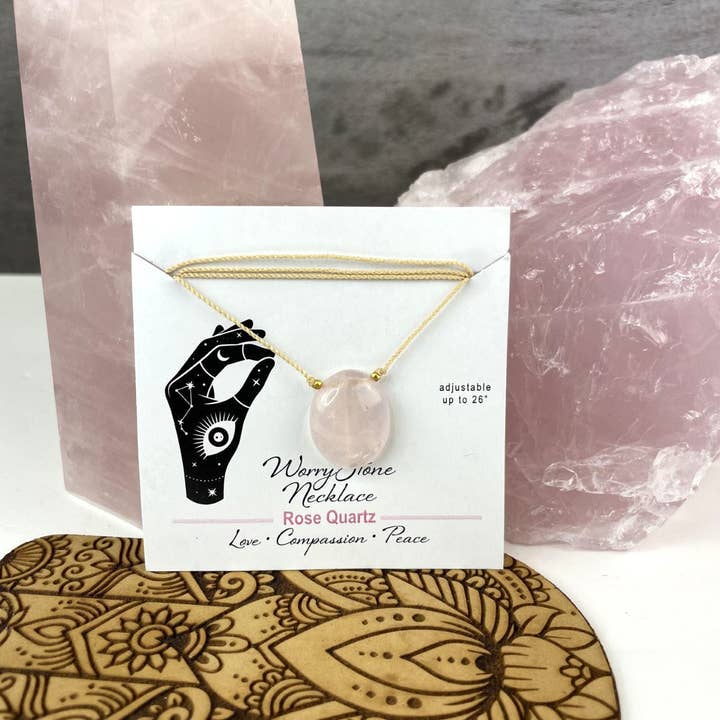 Rock Paradise - Wholesale Pendant/charm necklace - Worry Stone Necklace on Cord - Crystal Thumb Stone - Adjusta6