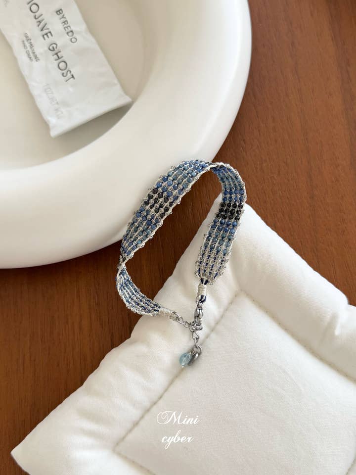 Aquamarine Woven Bracelet for wholesale by MINICYBER STUDIO