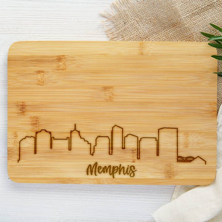 Memphis Engraved Bamboo Cutting Board for wholesale by The Trendy Traveler