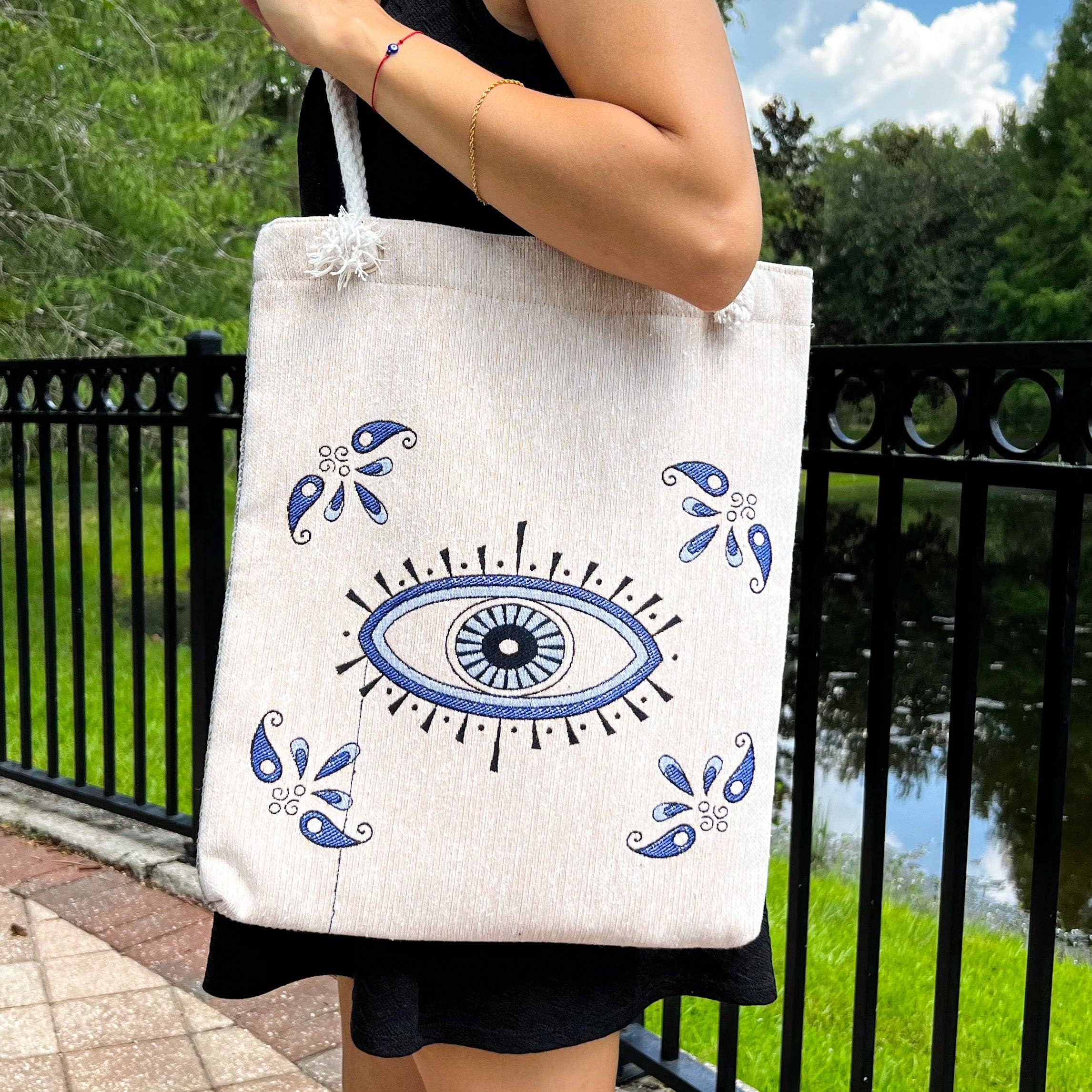 Umays Boho – Großhandel Tragetasche – Damen – Evil Eye Tragetasche, Strandtasche aus Stoff, Küstentasche für Damen2