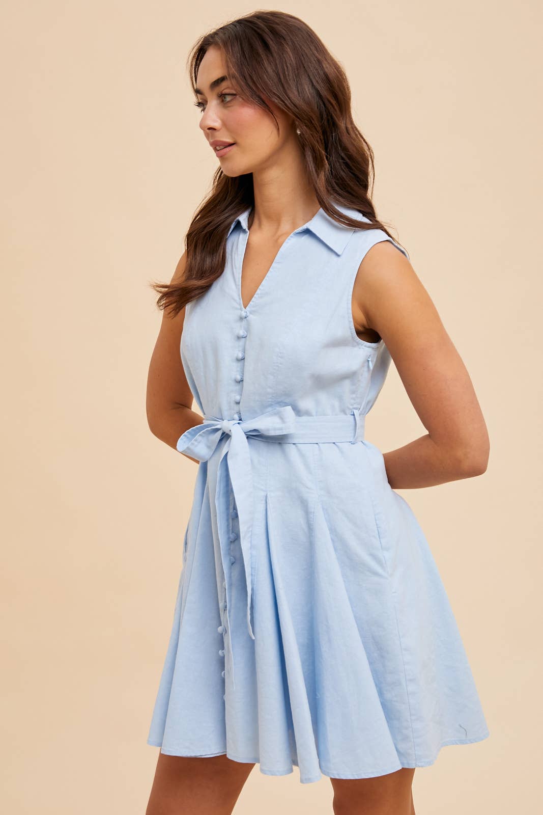 In Loom - Wholesale Dress - Women's - SLEEVELESS LAPEL MINI DRESS4