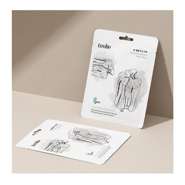 PINEAPPLE Beauty – wholesale Skincare face mask – EcoBe Charcoal Ampoule Mask Clear Brightening - 10 pcs4