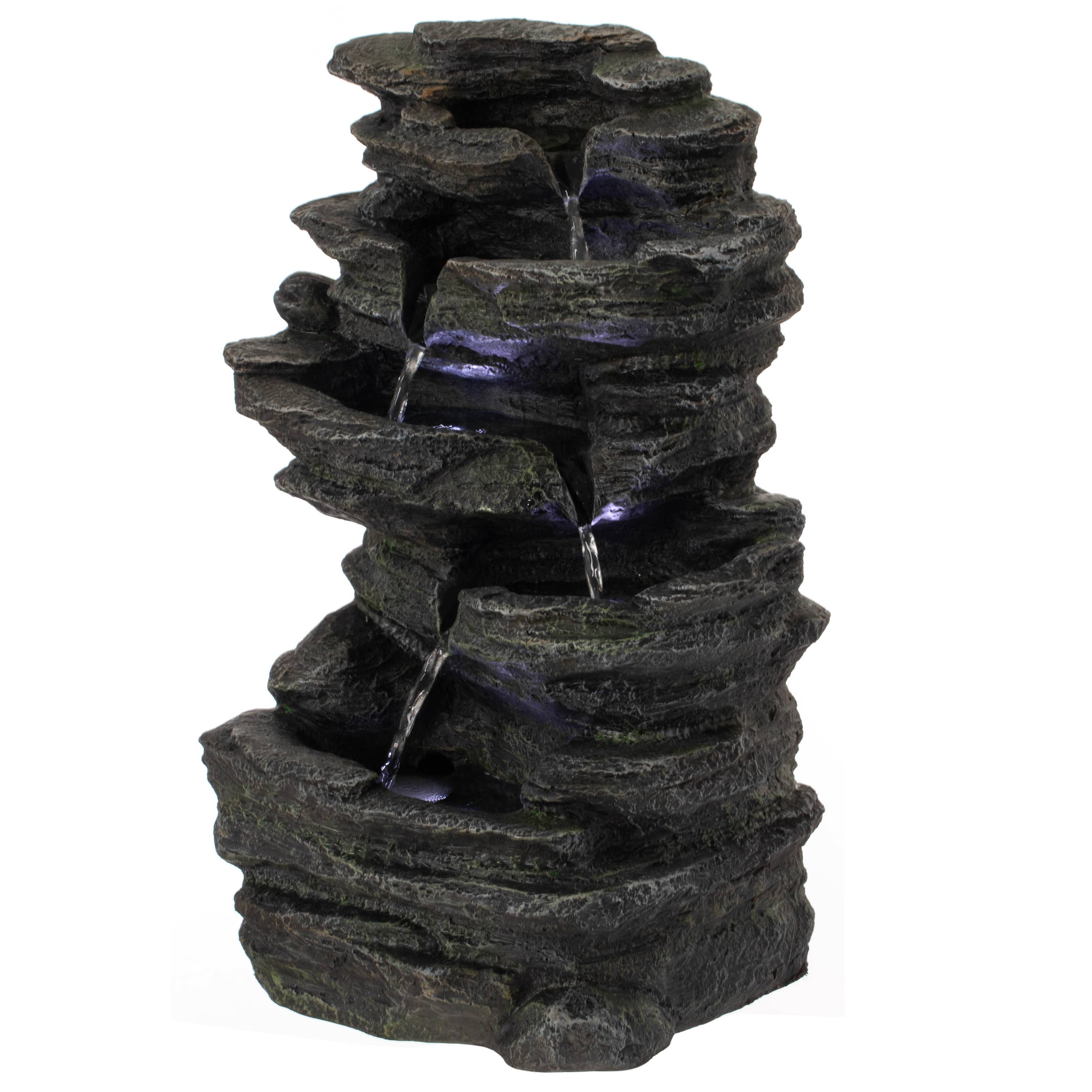 Quickway Imports - Wholesale Outdoor Ornament/Decor - Decorative Rock Look Water Fountain with LED Lights4