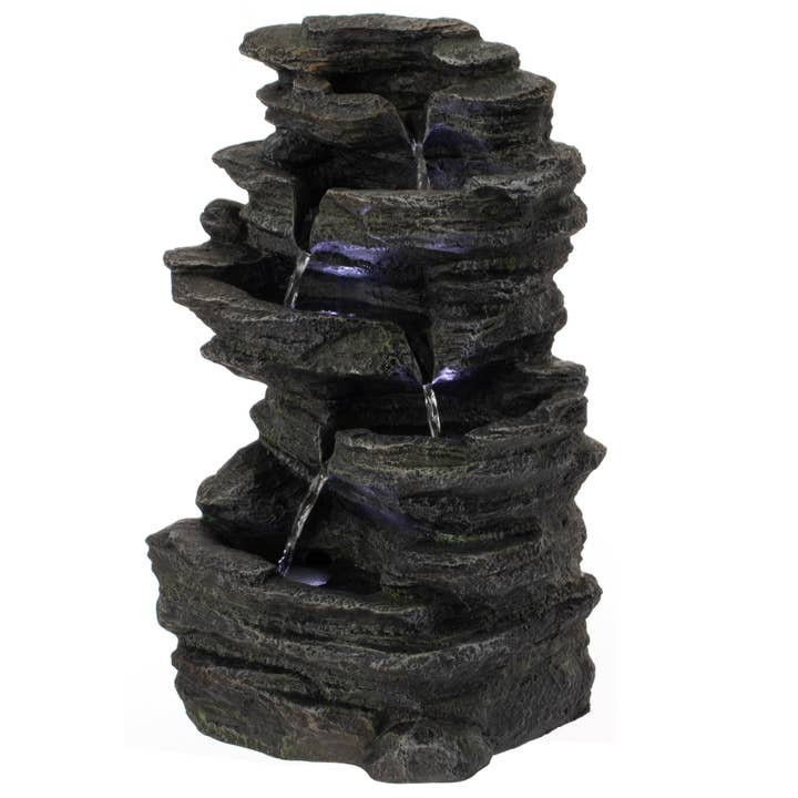 Quickway Imports - Wholesale Outdoor Ornament/Decor - Decorative Rock Look Water Fountain with LED Lights4