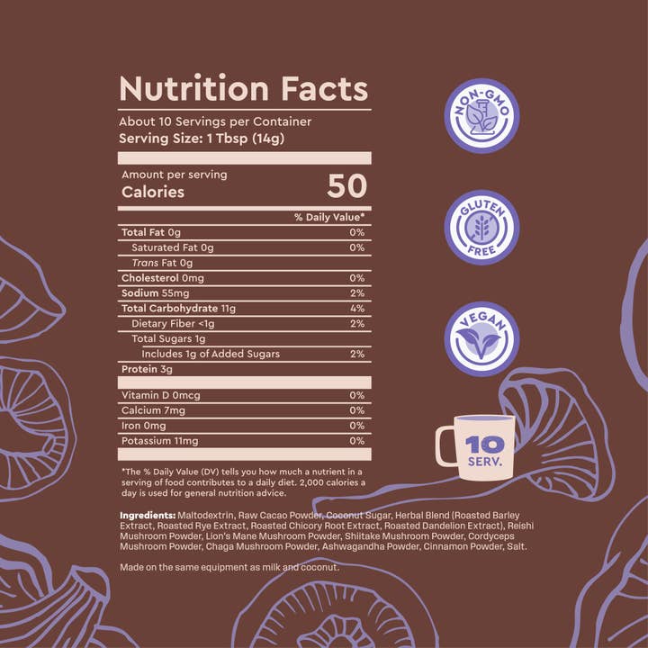 360 Nutriton - Wholesale Protein/Superfood Powder - 5 Shroom Brew - Adaptogenic Cacao 5 oz1