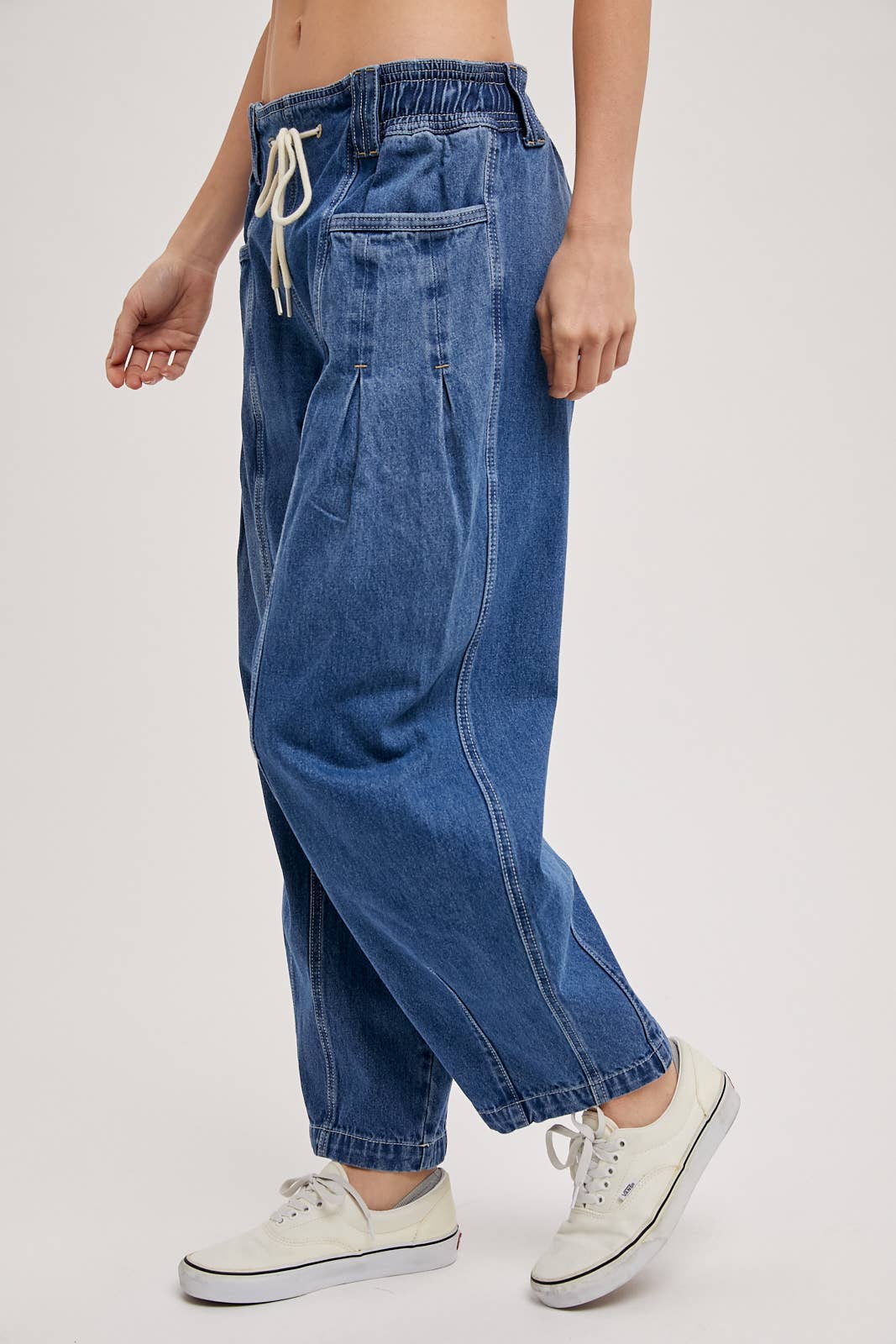 Bluivy - Wholesale Jeans - Women's - DENIM BARREL LOW-RISE CORDE DRAWSTRING PULL-ON JEANS12