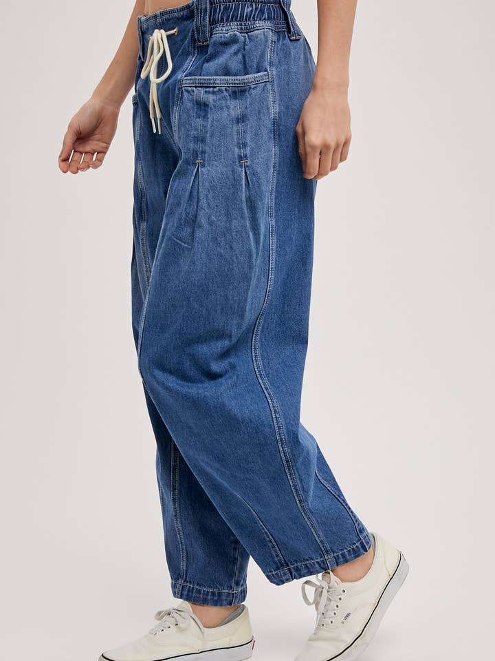 Bluivy - Wholesale Jeans - Women's - DENIM BARREL LOW-RISE CORDE DRAWSTRING PULL-ON JEANS12