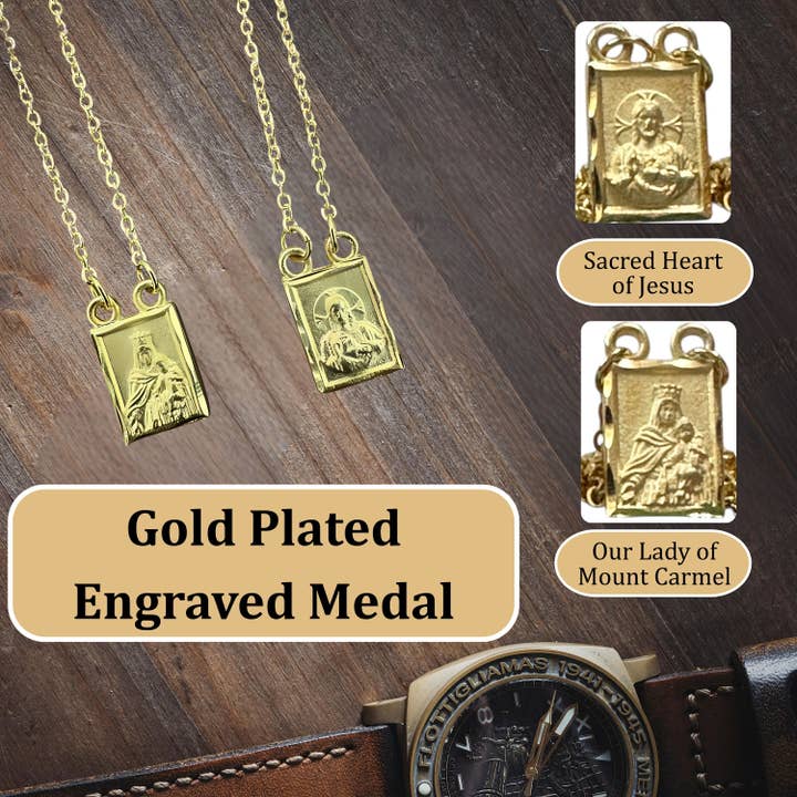 Catholica Shop - Wholesale Pendant/Charm Necklace - Gold Plated Scapular Necklace - Large5