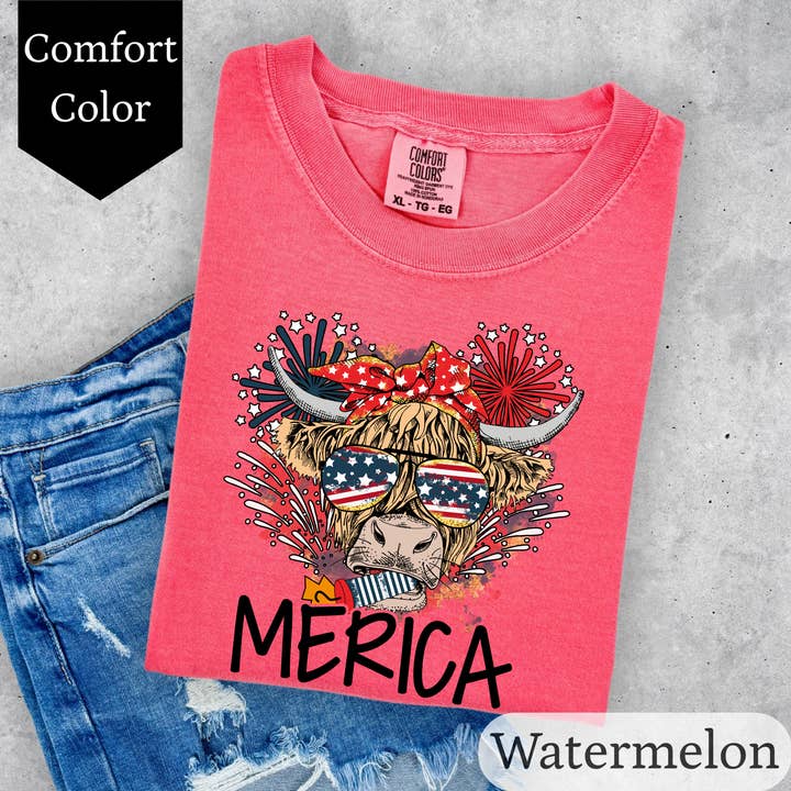 Highland Merica I Comfort Color Grafisk T-shirt för wholesale av TOP T
