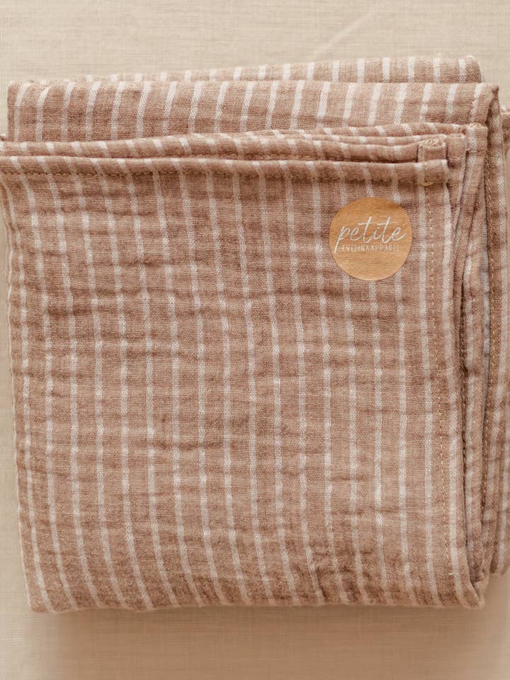 Baby Swaddle / Beige Stripes for wholesale by PETITE EvelinaApparel