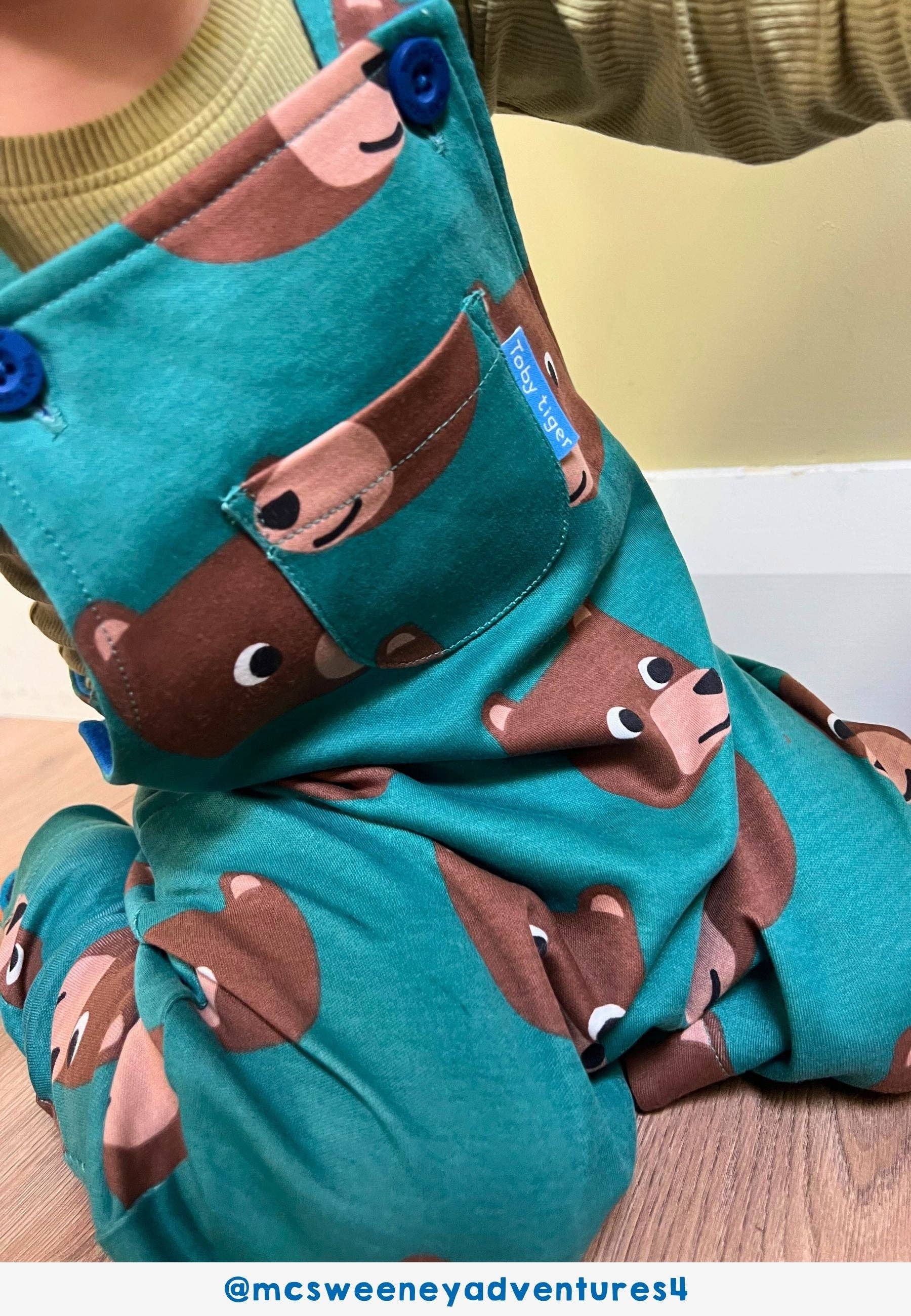 Toby Tiger - Vente Salopette – enfant - Salopette marron biologique à imprimé ours3