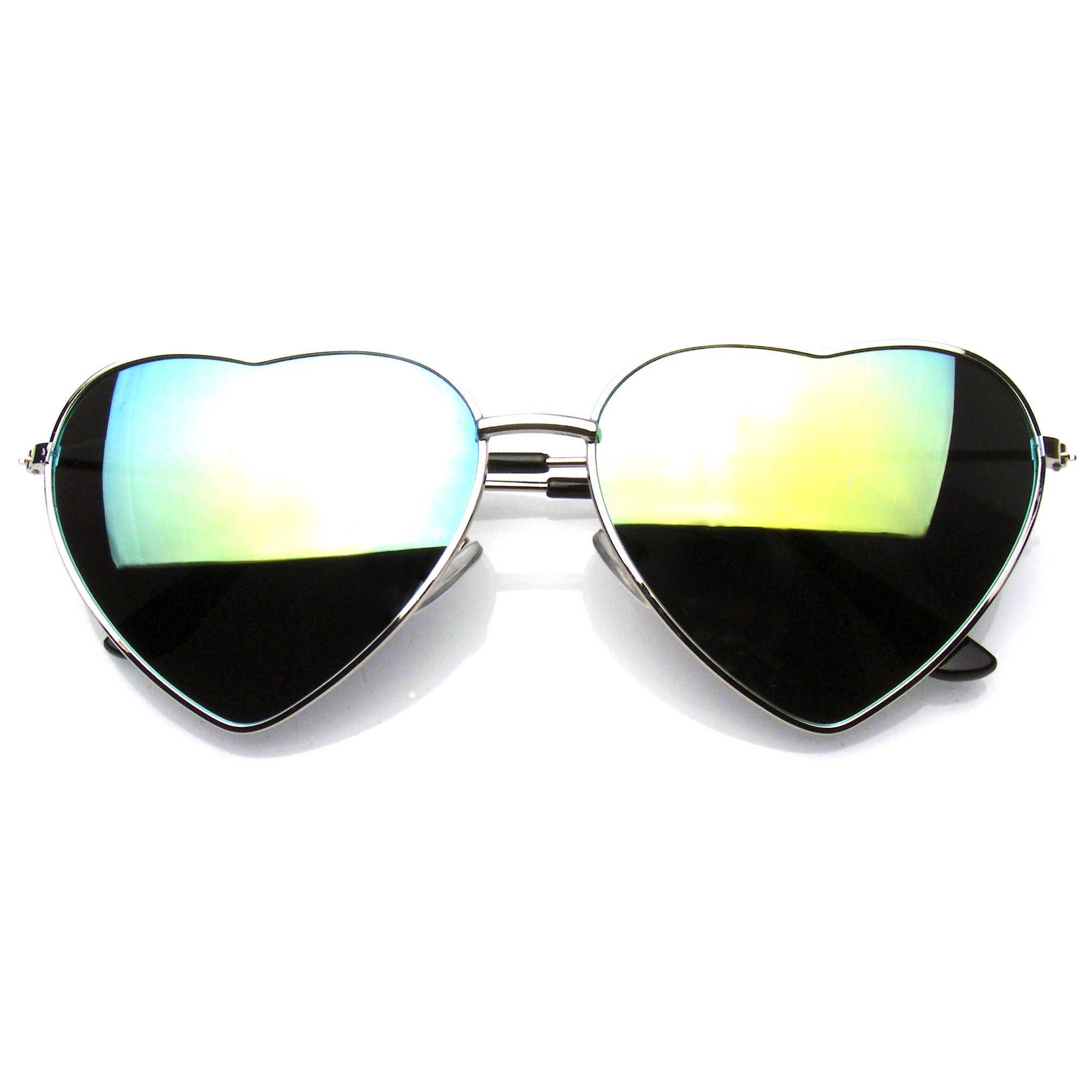 Emblem Eyewear - Wholesale Sunglasses - Women's - Cute Womens Metal Heart Shape Flash Mirrored Sunglasses10