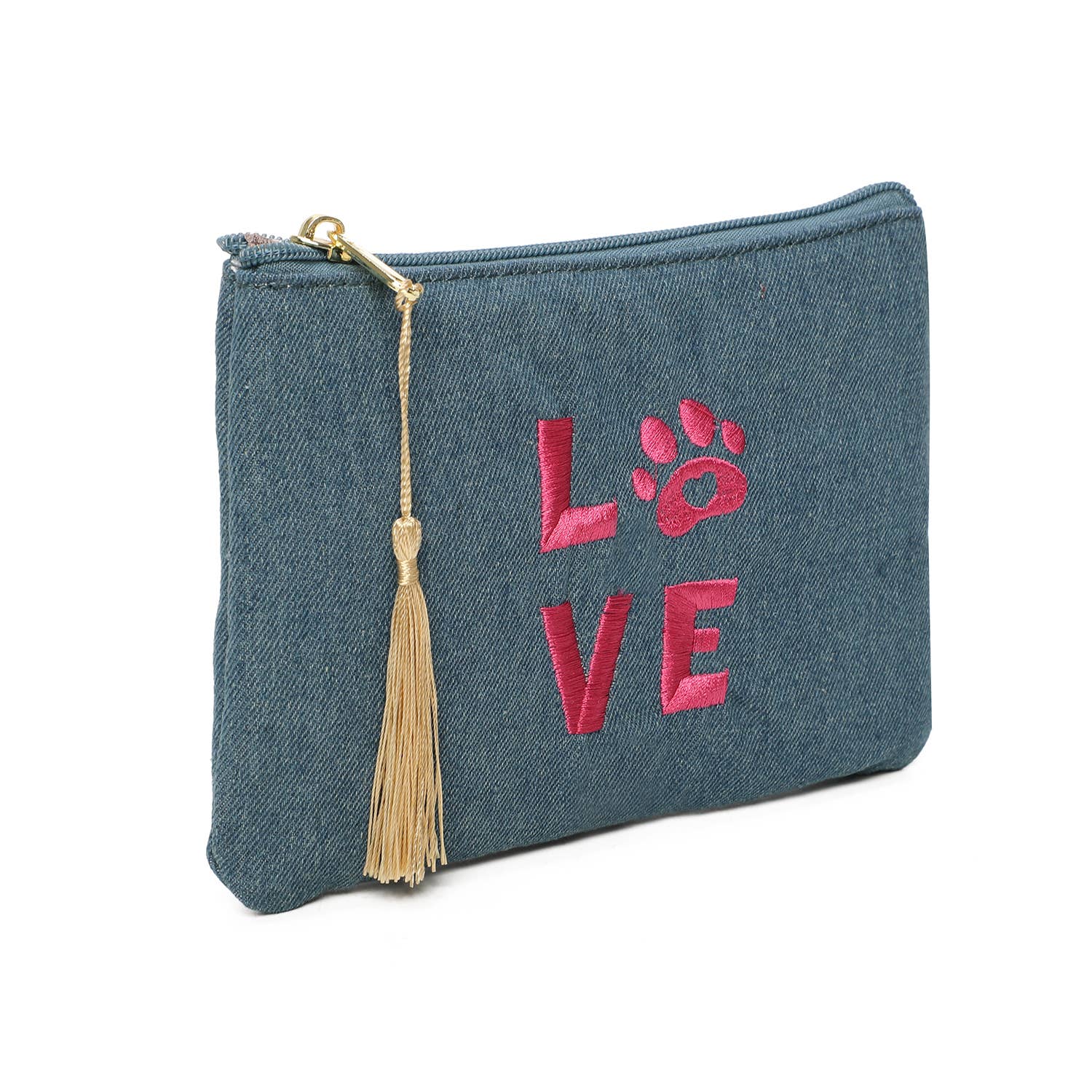 INES DELAURE – Engroshandel Posetaske - Dame – Pung med lynlås og 'LOVE' tekst med kattepote2