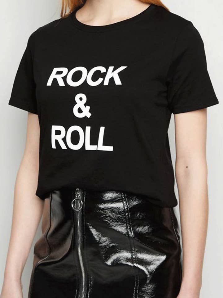 J5FASHION - Wholesale Screen Printed T-Shirt - Women's - ROCK & ROLL TEE TOP