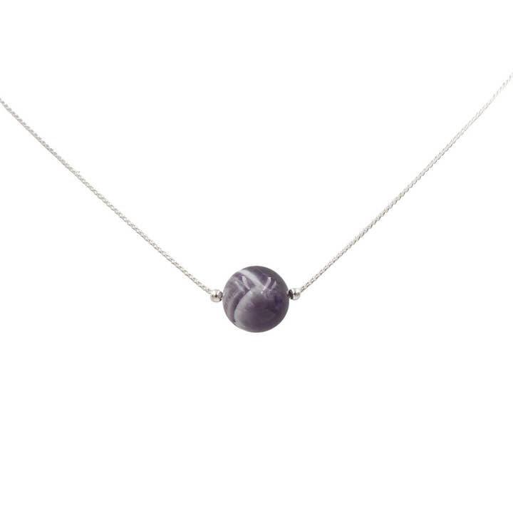 Amethyst Solitaire ~ Purple Stone Sterling Silver Necklace for wholesale by Earth Song Jewelry