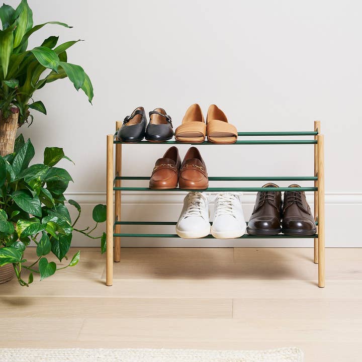 Yamazaki Home - Wholesale Shoe Rack - Expandable Shoe Rack (18" H) - Steel - Forest Green