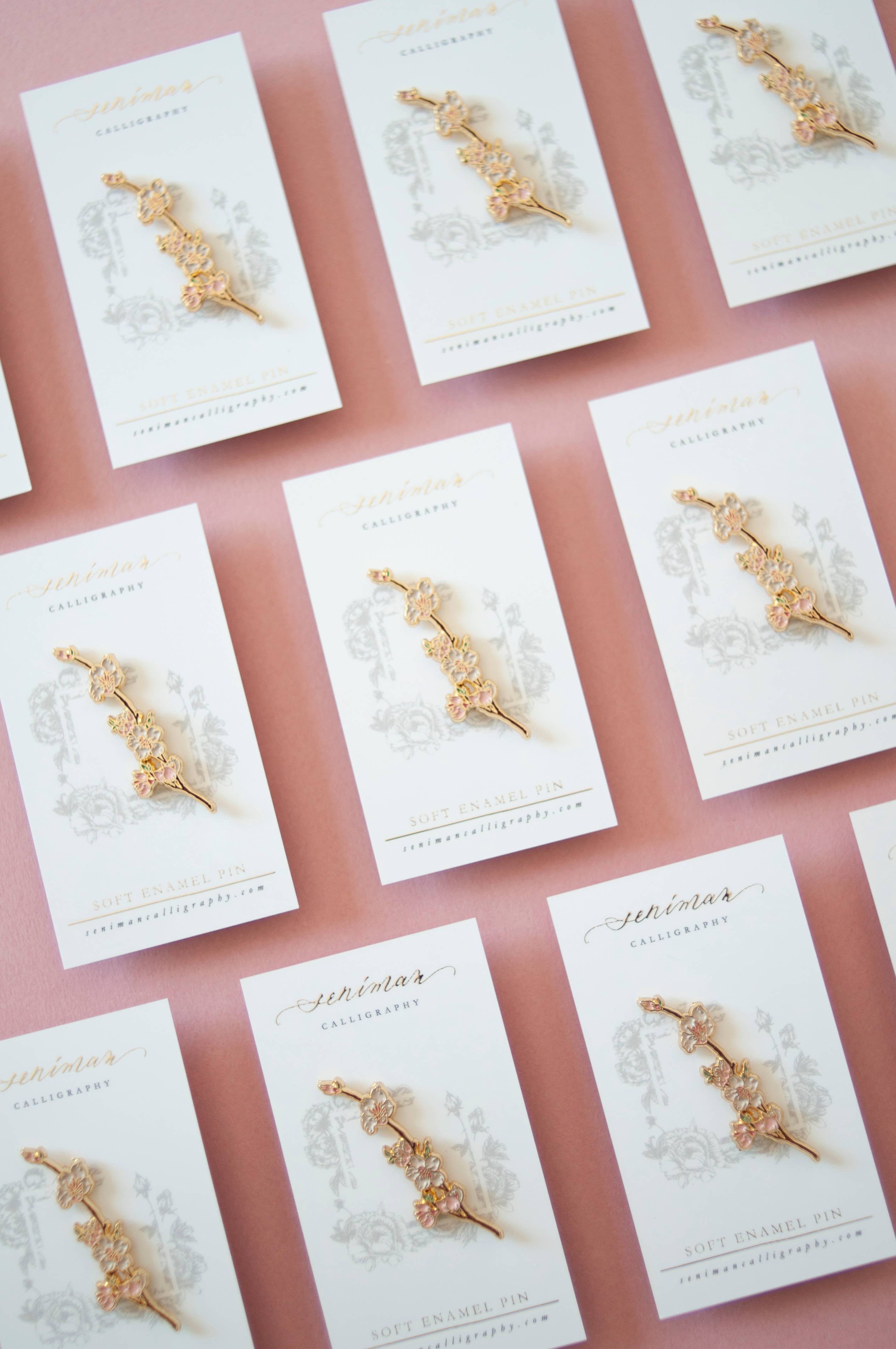 Seniman Calligraphy - Wholesale Lapel Pin/Button - Cherry Blossom Enamel Pin2