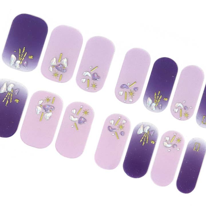 ClebleNails – wholesale Nagelkonst/dekaler – Lila Rosa Lila Ombre Nail Wraps/Stjärnor Starry Night Nagellack Strips/3D Glitter Nail Klistermärkes/ Manikyr Nail Wraps Fri