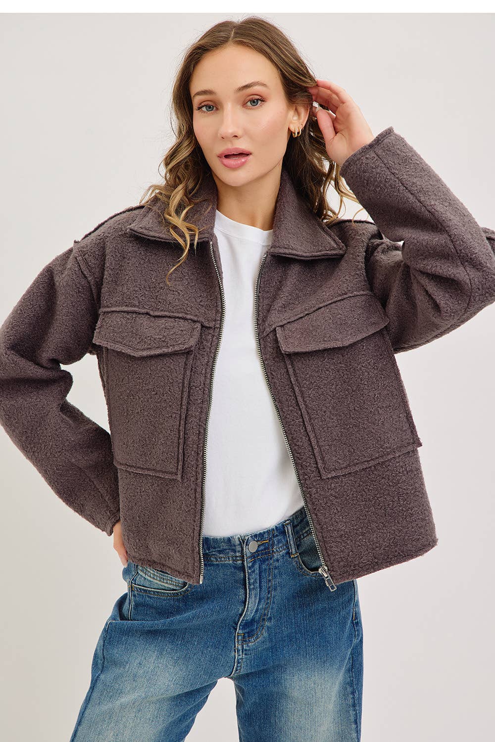 Sweet Lovely by Jen - Wholesale Bomber Jacket - Women's - TEXTURED BOMBER JACKET/OUTERWEAR 9