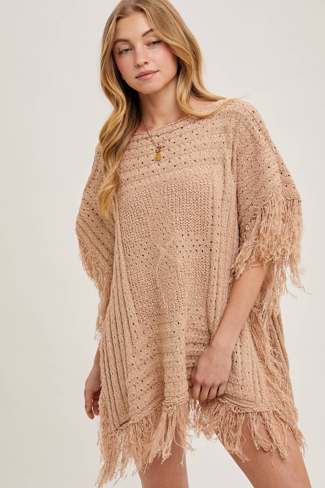 Bluivy - Vendita all'ingrosso Poncho - Donna - PONCHO WESTERN IN MAGLIA CON FRANGE13