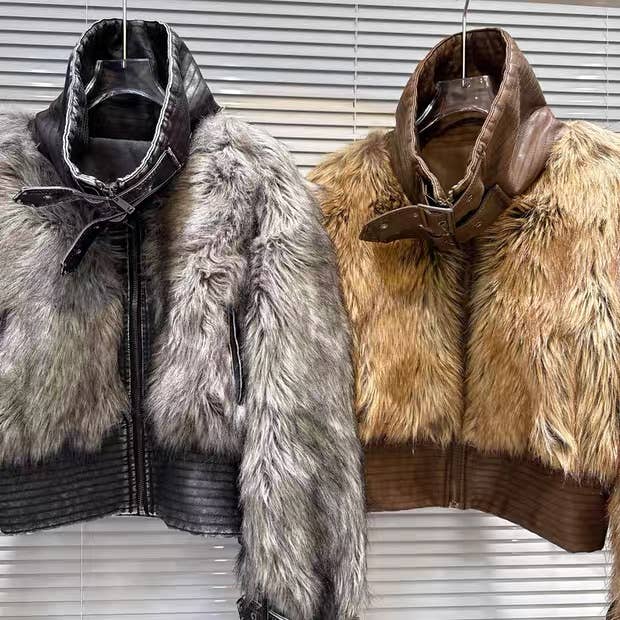 Productseeker – wholesale Fur/faux fur coat – Women's – JK265 2025 Winter Faux Fur and Leather Patchwork Short Coat7