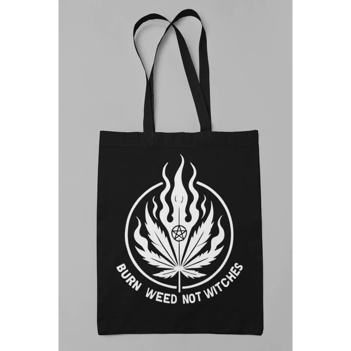 Wickedly Divine Shop - Wholesale Tote Bag - Women's - Burn Weed Not Witches Book Bag, Gothic Alternative Tote