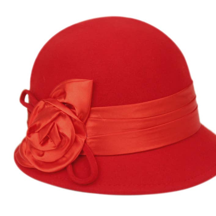 Epoch hats - Wholesale Cloche Hat - Women's - Wool Felt Cloche Hat With Flower0