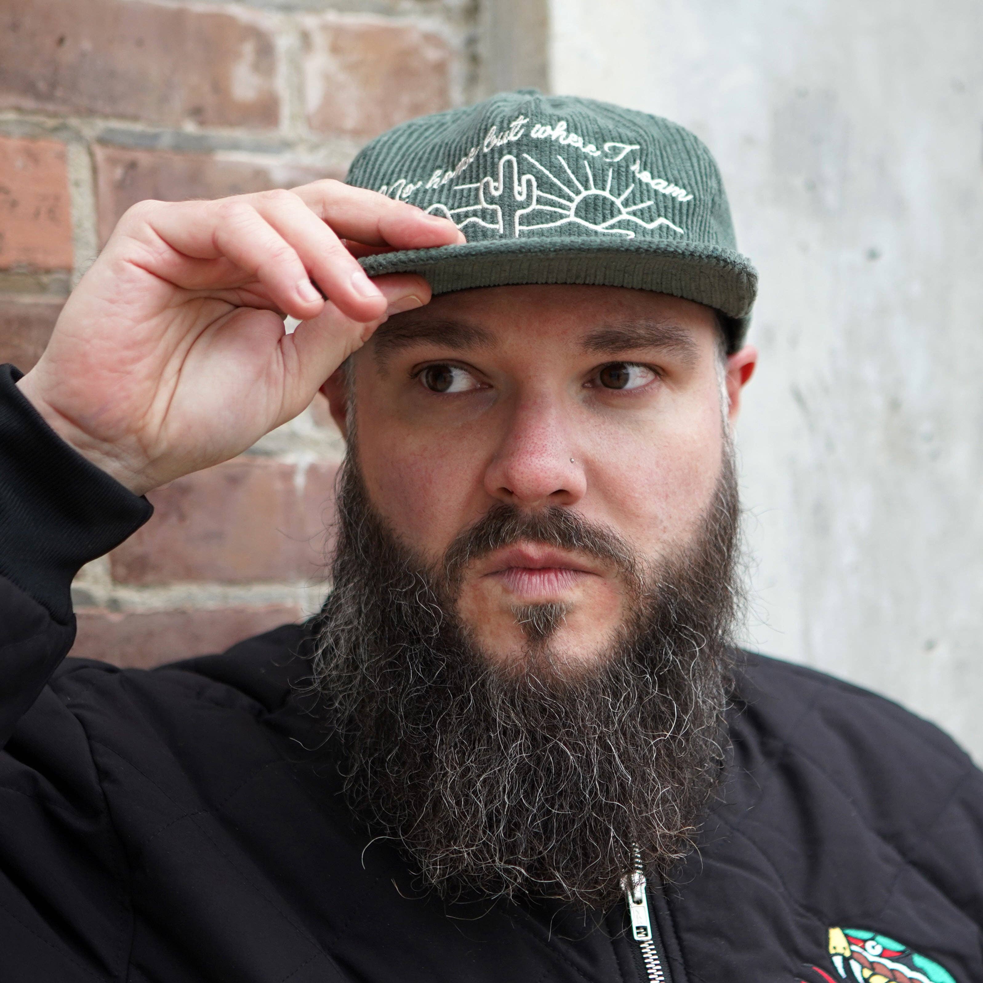 Stuntin Goods - Wholesale Flat Brim Cap - Unisex - No Home But Where I Roam Corduroy Hat1