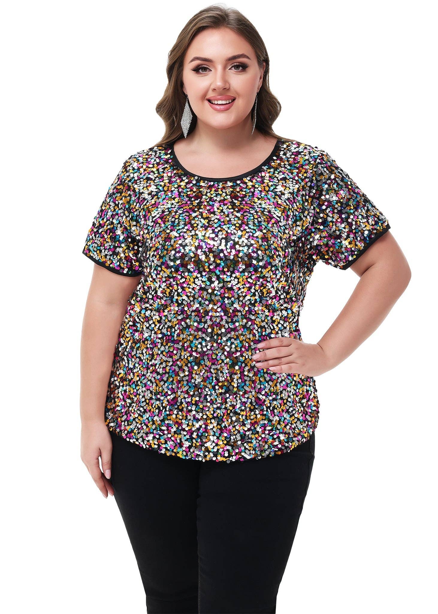Anna Kaci Wholesale - Wholesale Blouse - Women's - Sequin Tops Plus Size Sparkle Glitter Party Blouse29