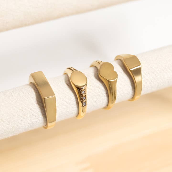 WJW - Vendita all'ingrosso Anelli con sigillo - Anello a cuore in oro 18 carati - Anello con sigillo a cuore inciso per donna4