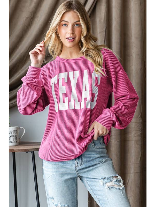 HEIMISH - Wholesale Blouse - Women's - ET7654-12 LONG SLEEVE SOLID URBAN RIBBED LETTERING TOP4