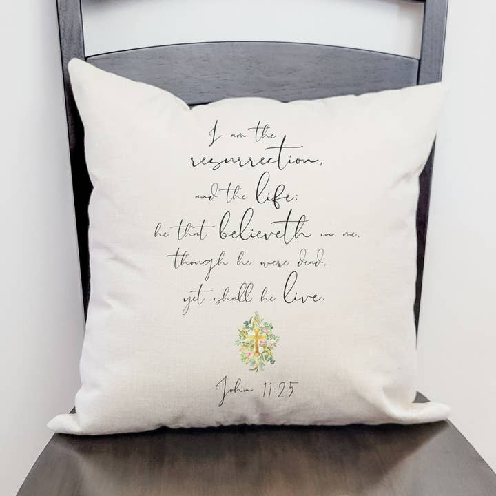 Go Charlotte - Wholesale Throw Pillow Cover - John 11:25 Pillow Cover
