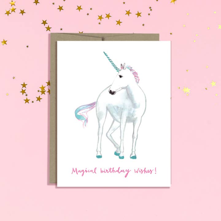 Set of 6 Unicorn Happy Birthday cards for wholesale by The Stationery Bakery