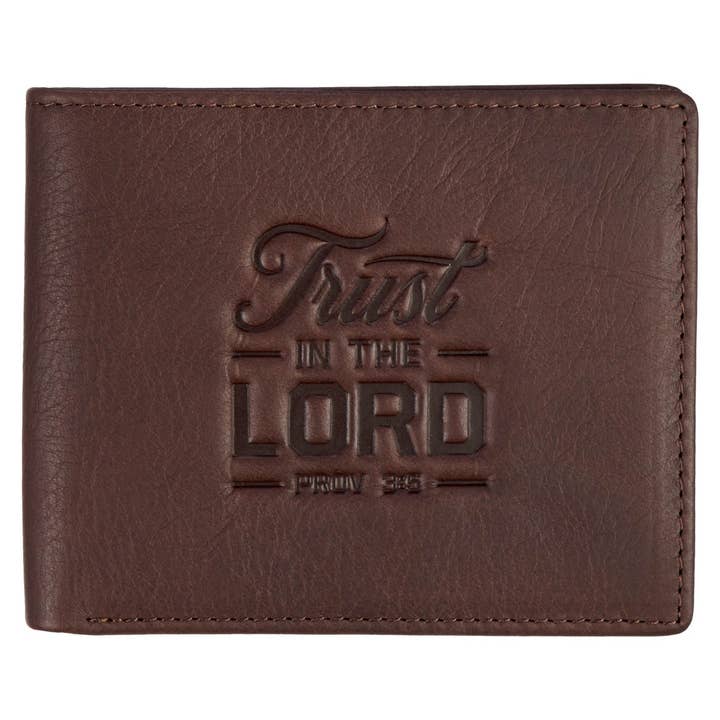 Christian Art Gifts - Wholesale Wallet - Men's - Wallet Leather Brown Trust in the Lord Prov. 3:5