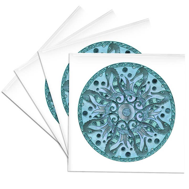 3dRose - Wholesale Coasters - 3dRose, Glamorous Sea Horse Mandala In Shades Of Blue, Coaster