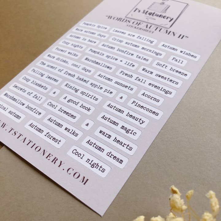 T's Stationery – wholesale Klistermärke – ”Höstens ord II” klistermärke