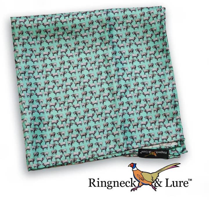 Ram-Celadon Pocket Square for wholesale by Ringneck and Lure