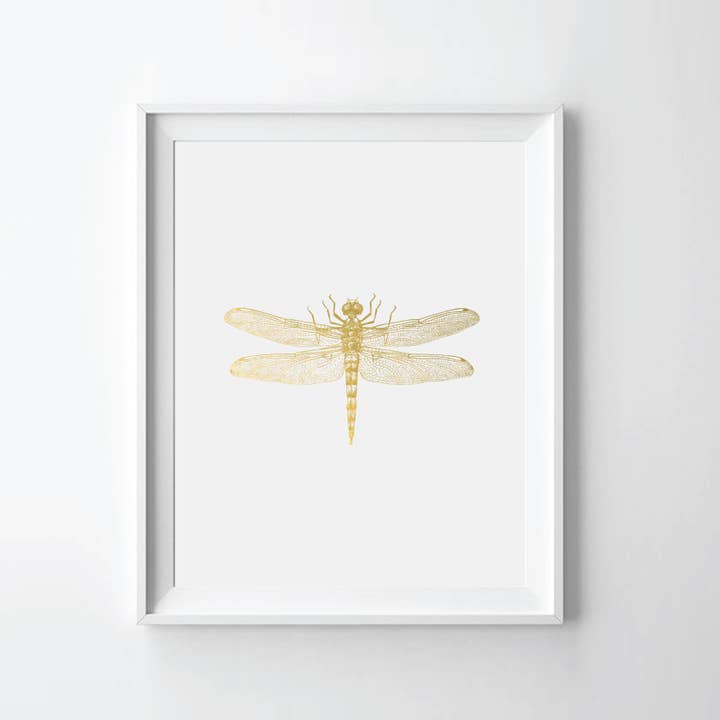 Dragonfly Gold Foil Art Print for wholesale by Uyeno Miyoshi