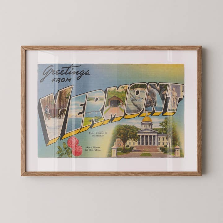 Salutations du Vermont Carte Postale Impression sur Papier Beaux-Arts pour la vente par Retrospect Studios