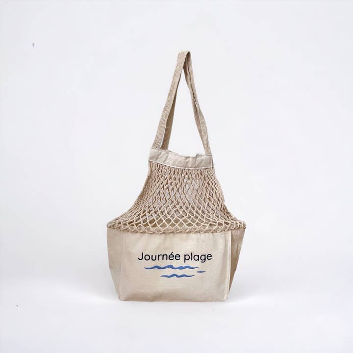 SHOPPINETTE - Wholesale Beach Bag - “Beach Day” embroidered mesh bag1